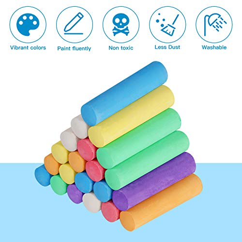 Maxzola inc. Jumbo Sidewalk Chalks for Kids, 61 Pcs Washable NonToxic
