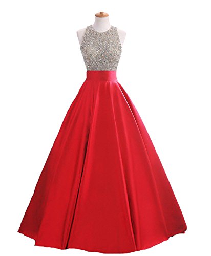 HEIMO Women's Sequins Keyhole Back Evening Ball Gown Beaded Prom Formal Dresses Long H095 22W Red - Thumbnail 6
