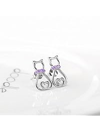 Cat Stud Earrings for Women Girls Sterling Silver Mini Pet Cats Earrings Jewelry Studs
