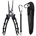 PLUSINNO Fishing Pliers Stainless Steel Mix with Titanium Carbo-Nitride Coating Hook Removers, Braid Cutters Saltwater Split Ring Fishing Tool with Sheath and Lanyard