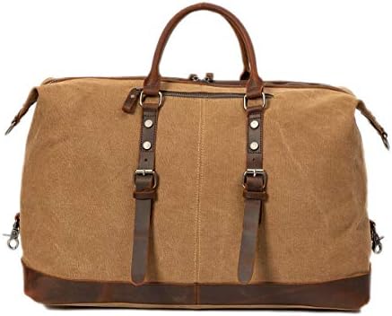 ORIENTAL GLORY Weekender Bag Mens ,Overnight Carry On Duffel Bag,Canvas Genuine Leather Duffler Bag For Men, Casual Bussiness Travel Bag (khaki) 3 ORIENTAL GLORY Weekender Bag Mens ,Overnight Carry On Duffel Bag,Canvas Genuine Leather Duffler Bag For Men, Casual Bussiness Travel Bag (khaki)