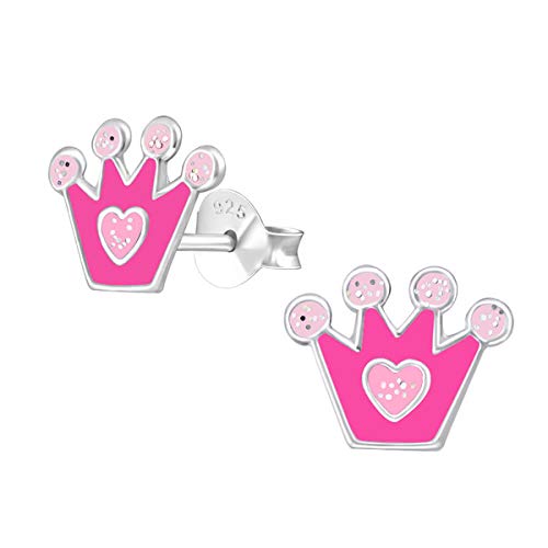 925 Sterling Silver Lightweight Hollow-Back Girls 925 Sterling Silver Glitter Crown Stud Earrings for Women & Girls – Everyday Jewellery Gift Boxed
