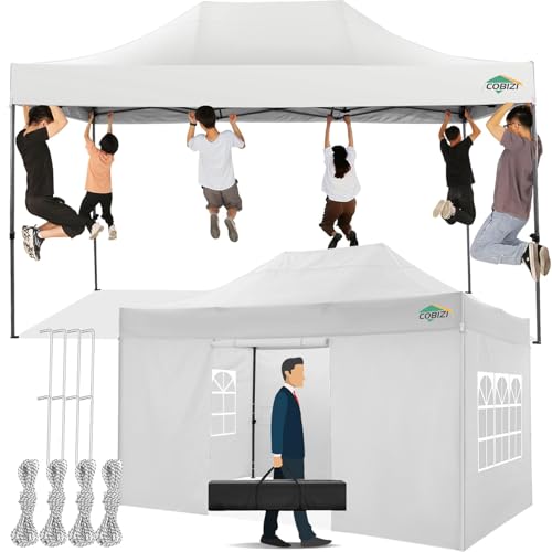 COBIZI Pavillon 3x4,5 Wasserdicht Stabil Winterfest mit 4 Seitenwand,Weiss