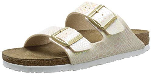 Birkenstock Women's Arizona Shiny Snake Narrow Fit Sandal Cream -Cream-3.5  on Galleon Philippines