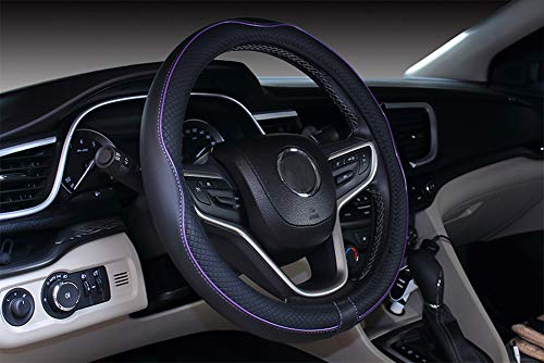 Mayco Bell Large Size Steering Wheel Cover Anti-Slip,Safety,Soft,Breathable,Durable,Full Surround,Comfortable Grip Microfiber Leather (15.5-16 inch, Black Purple)