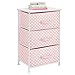 mDesign Storage Dresser End/Side Table Night Stand Tower Unit with 3 Removable Fabric Drawers - Organizer for Baby, Kid, and Teen Bedroom, Nursery, Playroom, or Dorm, Pink/White Polka Dot
