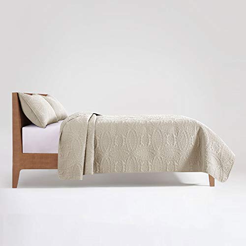 VEEYOO Bedspread Quilt Set King Size - Soft Microfiber Lightweight Coverlet Quilt Set for All Season, Quilt Set 2 Piece (1 Quilt, 2 Pillow Sham), Ivory