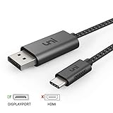 USB C to DisplayPort Cable (4K@60Hz, 2K@165Hz), uni Sturdy Aluminum DisplayPort to USB C Cable [Thunderbolt 3 Compatible] for MacBook Pro, MacBook Air/iPad Pro 2019, XPS 15, Surface Book 2 and More