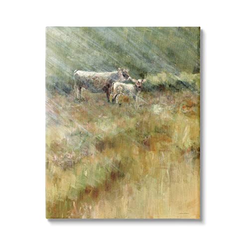 Stupell Industries Sunlit Cattle Grazing Field Canvas Wall Art, Design by Kamdo…
