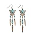 Peony.T Women' Girls' Bohemia Tribal Vintage Dangle Earrings With Turquoise Bead Inlay Nickel Free
