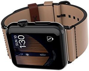 LUXEORA Element Leather Band Strap with Black PVD Stainless Steel Buckle - 44/42mm - Sepia Tan - Compatible with Apple Watch Series 5 4 3 2 1 Sport and Watch Edition