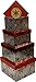 Christmas Gift Boxes; set of 4 foil boxes in different sizes with shiny colorful Snowflakes