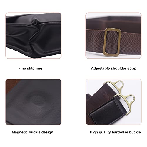 Henmifyer Mens Crossbody Bags Leather Messenger Shoulder Bag Side Sling Bag for Men Travel Work Business Magnetic Buckle Adjustable strap (Brown)