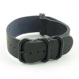 StrapsCo Leather G10 Nato Zulu Watch Strap with Matte Black Rings