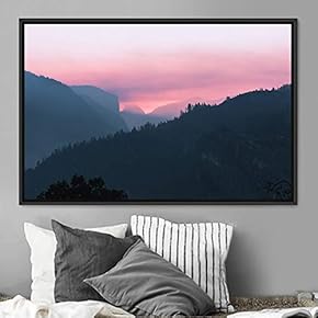 signwin Framed Canvas Wall Art Pink Sunset Abstract...