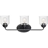 Maxim Acadia-Bath Vanity Light-Bell Shaped Glass Shades-10.5 inches high-Black Finish-3 Bulb Count