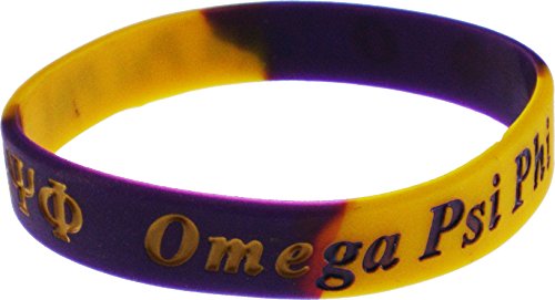 Omega Psi Phi Color Swirl Silicone Bracelet [Adult - Purple/Gold]