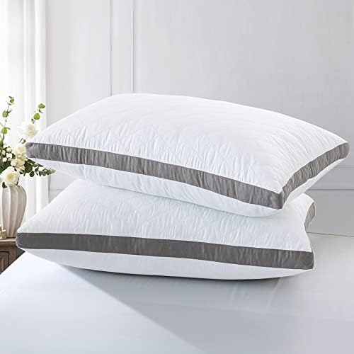 WhatsBedding Luxury Goose Feather Down Pillows Standard Size Set of 2