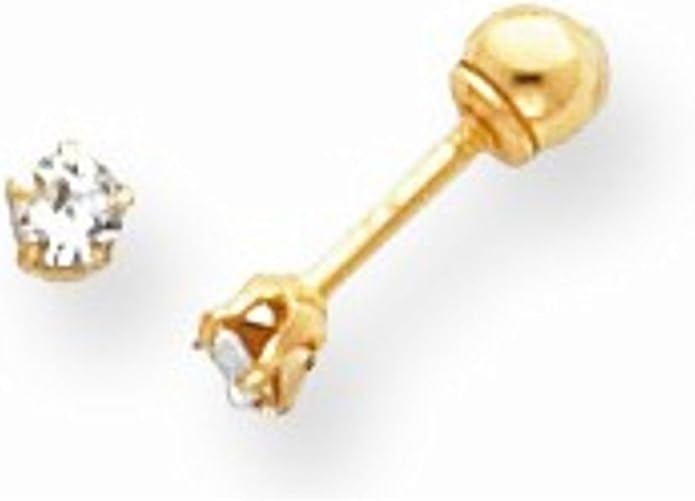 14k Yellow Gold 2mm CZ Earrings with screw backs perfect