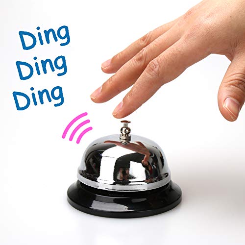 Call Bells, Customer Service Bell, Desk Bell, 3.3 inches Diameter with Pleasant Sound Effect, Durable and Anti-Rust Bellhop Bell for Call Customer Service, Restaurant Games,Hotel Bell, Dinner Bell