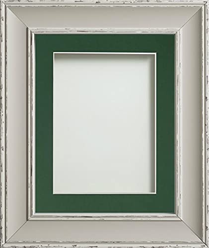 Frame Company Brooke Moonstone Grey Photo Frame, Bottle Green Mount, A4 for 10x6 inch, fitted with perspex