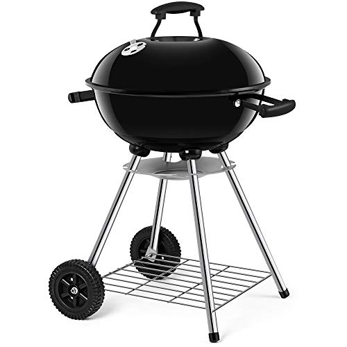 Portable Charcoal Grill for Outdoor Grilling 18inch Barbecue Grill and Smoker Heat Control Round BBQ Kettle Outdoor Picnic Patio Backyard Camping Tailgating Steel Cooking Grate for Steak Chicken