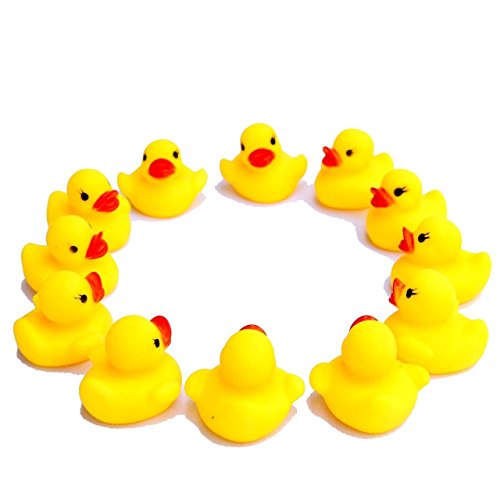 Novelty Place[Float & Squeak] Rubber Duck Ducky Baby Bath Toy for Kids (12 Pcs)