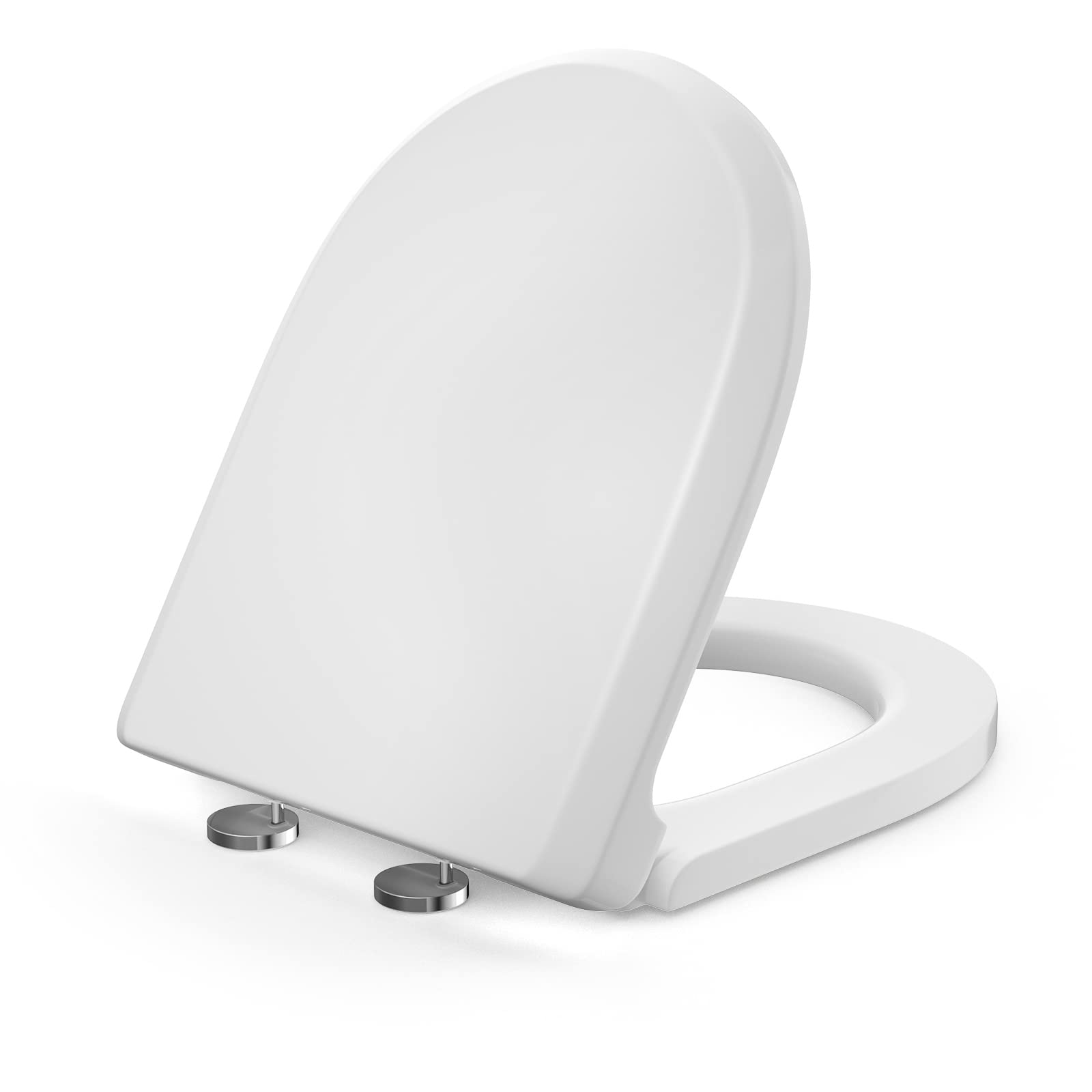 SAMODRA Toilet Seat Soft Close White D Shape, Toilet Seat with Quick Release for Easy Clean, Simple Top Fixing,Standard Toilet Lid with Adjustable Hinges, D-Shape