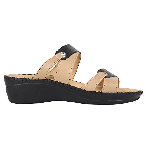 1 walk doctor sole orthotpedics leather casual footwear for women-beige::black