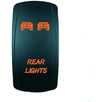QUNQI STAR 5 pin Laser Backlit Rocker Switch REAR LIGHTS 20A 12V On/off LED Light Toggle Switch (Orange)