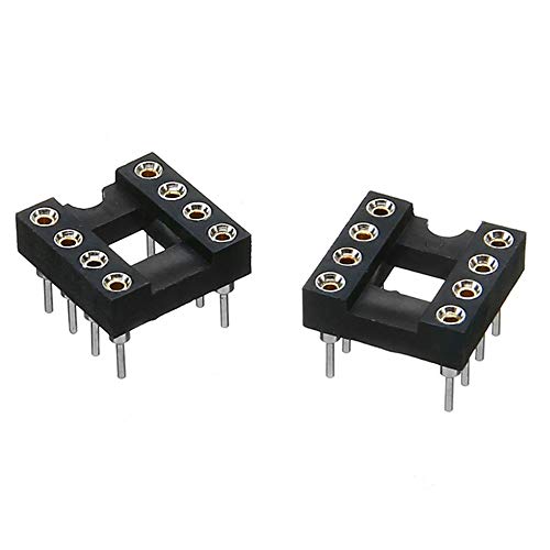 AFCN Mayitr 10pcs Gold Plated Round Hole Socket 8 Pins 2.54M DIP IC Sockets Adaptor Solder Type IC Connector for Op Amps