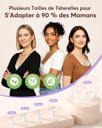 Haokoo K9 Portable Hands Free Electric Breast Pump with Dust-Proof Cap, Silent and Leak-Proof, Powerful Suction, 4 Modes 12 Levels, Nipples 17/19/21/24/27 mm (1 Unit)