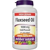 Webber Naturals Cold Pressed Certified Organic Flaxseed Oil Softgel 1000mg 210 SoftGels