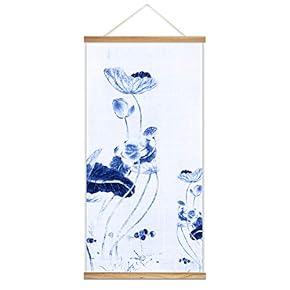 Hanging Poster with Wood Frames Ink Bamboo Theme Home Wall Canvas Prints Ready to Hang - 18"x36"