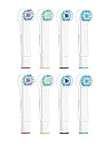 Replacement Brush Heads for Oral B Braun Electric Toothbrush Handles, Fit Floss Action, Cross Action, Vitality, Precision Clean, Remove Plaque and Decrease Gingivitis, 8 Pack Refills