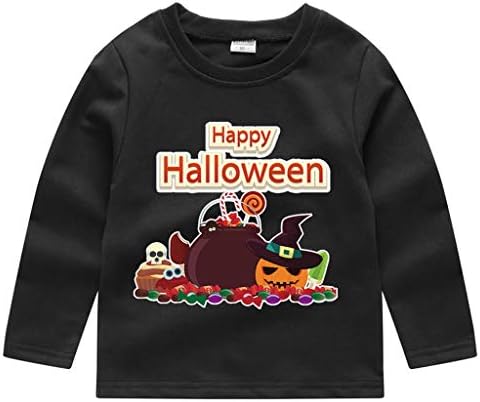 Blustercool Halloween Trick Treat Pumpkin Candy Print Casual Sweatshirt Pullover Tops T-Shirt for Toddler Baby Kids Boys Girls Party