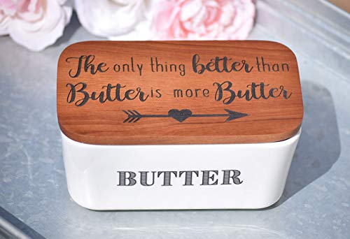 Butter Dish - Farmhouse Kitchen Decor - Funny Butter Dish - Butter Dish With Lid - Covered Butter Dish - Holiday Gifts Porcelain Butter Dish