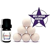 Wool Dryer Balls - 6 Pack with Lavender Essential Oil | 100% Organic New Zealand Wool | All Natural, Reusable Fabric Softener for Laundry for Sensitive Skin | Shortens Clothes Drying Time | by Weegee