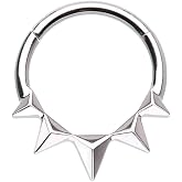 Pierced Owl 16GA Stainless Steel Spike Lined Hinged Segment Ring