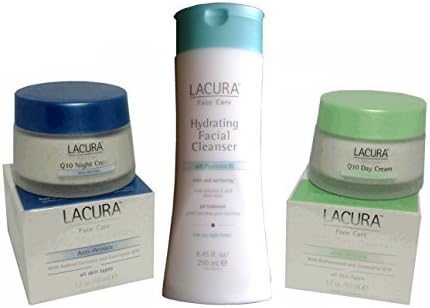 Lacura Q10 Anti-Wrinkle Day Cream + Lacura Q10 Anti-Aging Night Cream + Lacura Hydrating Facial Cleanser. (3Pcs) Day Cream 1.7 oz, Night Cream 1.7 oz, Facial Cleanser 8.45 fl oz. by Airenes Naturales