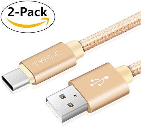 USB Type C Cable 3Ft 2 Pack,USB C to USB Nylon Braided Cord Fast Charger for Samsung Galaxy Note 8 S8 S8 plus,Google Pixel, Pixel XL, LG V30 G6 V20 G5, Nintendo Switch, New Macbook More(Gold)
