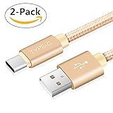 USB Type C Cable 3Ft 2 Pack,USB C to USB Nylon Braided Cord Fast Charger for Samsung Galaxy Note 8 S8 S8 plus,Google Pixel, Pixel XL, LG V30 G6 V20 G5, Nintendo Switch, New Macbook More(Gold)