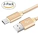 USB Type C Cable 3Ft 2 Pack,USB C to USB Nylon Braided Cable Fast Charger for Samsung Galaxy Note 8 S8 S8 plus,Google Pixel, Pixel XL, LG G6 V20 G5, Nintendo Switch, New Macbook More(Gold)
