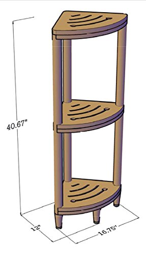 image for AquaTeak The Original Kai Corner Teak Bath Shelf, Brown
