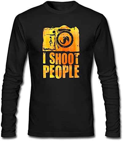 BoxingNICK I Shoot People Casual Fashion Cotton Durable Coverseamed Neck Adult&Youth MenLong Sleeve T Shirt