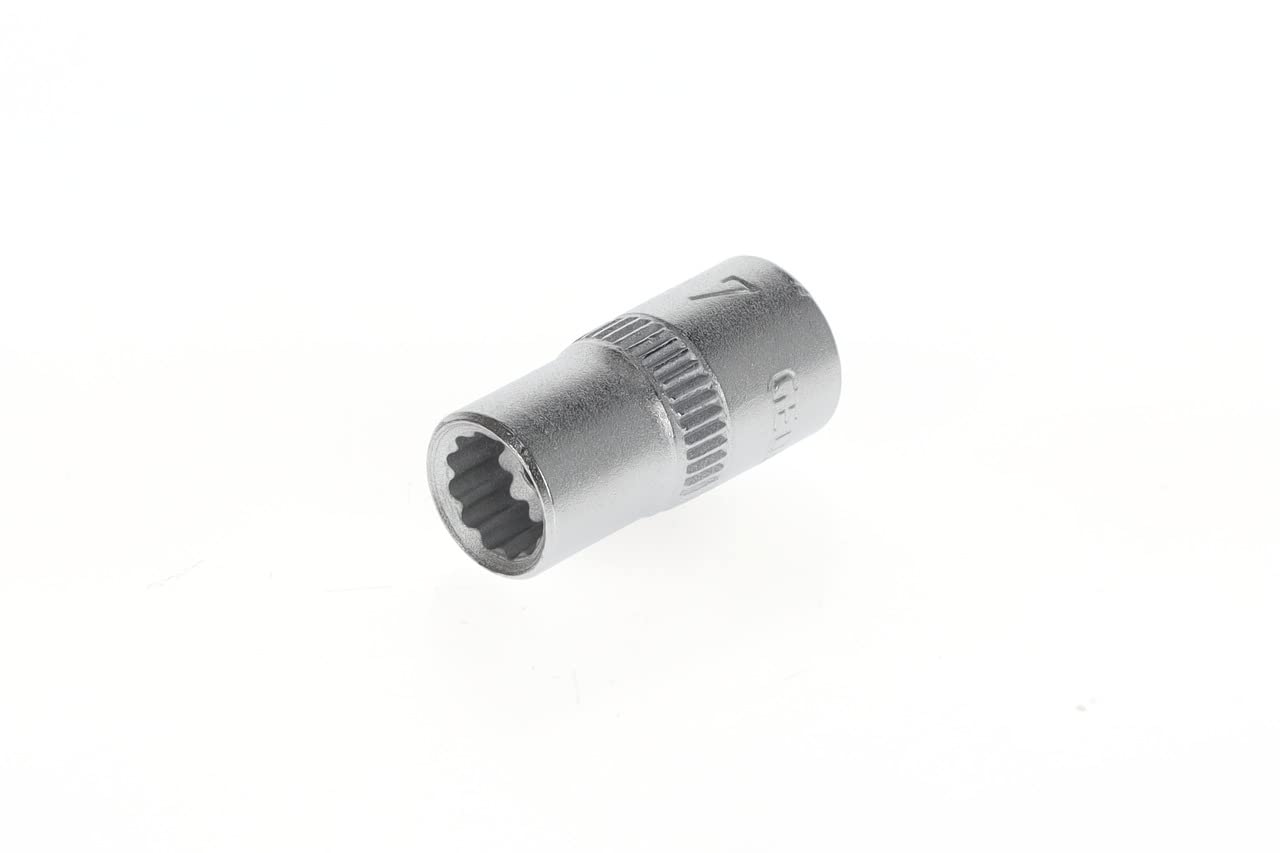 GEDORE Socket, 1/4" 6.3 mm drive, Bi-hex, 7 mm AF, Tool, D 20 7, Chrome-plated steel