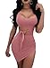 GOBLES Womens Sexy Bodycon Cut Out Sleeveless Outfit Mini Club Tank Dress Dark Pink
