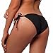 FITTOO Sexy V Cut Bikini Bottom Tie Sides for Women Cheeky Booty T-Back Ladies Swimsuit Black L