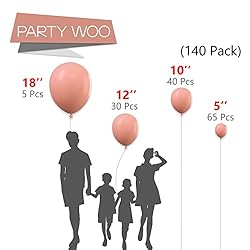 PartyWoo Blush Pink Balloons, 140 pcs Boho Pink