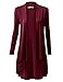 URBANCLEO Womens Basic Hi-Lo Open Front Long Cardigan,Awtl037_burgundy,X-Large